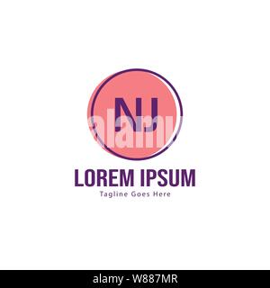 Iniziale logo NJ Modello con telaio moderno. NJ minimalista lettera logo illustrazione vettoriale design Illustrazione Vettoriale