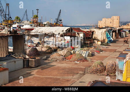 Il lungomare a Sidone ( Sayda ), Libano Foto Stock