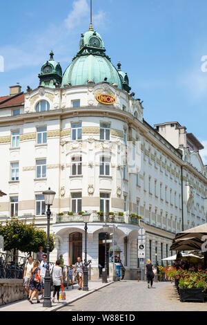 Lubiana hotel entrata anteriore dell'antica e famosa Grand Hotel Union nel centro di Ljubljana Slovenia eu Europe Foto Stock