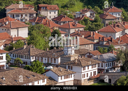 Clock Tower nel centro storico della città Tryavna, Bulgaria Foto Stock