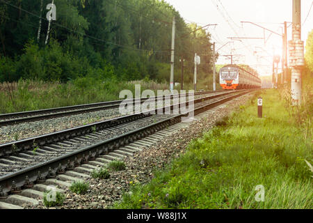 Il treno elettrico guida ad alta velocità nella stazione Foto Stock