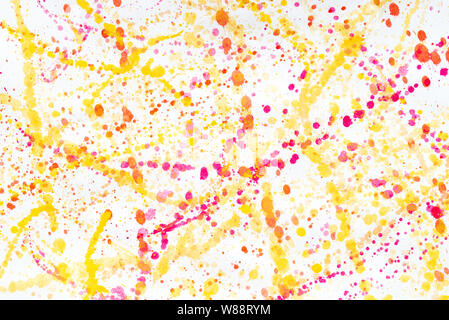 Multicolore blot acquerello su carta bianca texture di sfondo Foto Stock