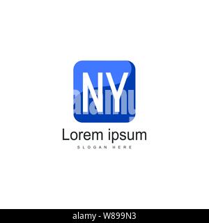 Iniziale del logo di NY Modello con telaio moderno. NY minimalista lettera logo illustrazione vettoriale design Illustrazione Vettoriale