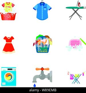 Rondella di abbigliamento icon set. Set piatto di 9 rondella abbigliamento icone vettoriali per il web design isolato su sfondo bianco Illustrazione Vettoriale