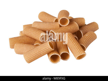 Frumento integrale Rigatoni Pasta pila Foto Stock