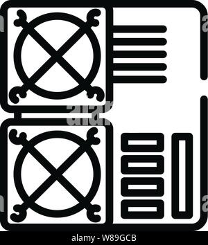 Fattoria di data mining icona dello scambiatore di calore, stile contorno Illustrazione Vettoriale
