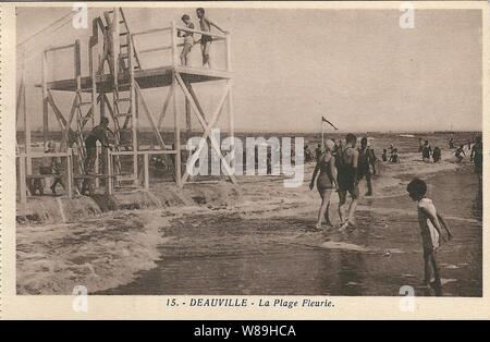 Deauville-FR-14-CPA-La Plage Fleurie-01. Foto Stock