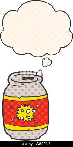 Cartoon soda può con bolle di pensiero in stile fumetto Illustrazione Vettoriale