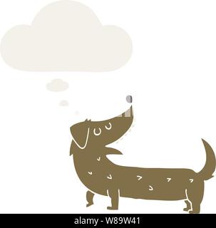Cartoon cane con bolle di pensiero in stile retrò Illustrazione Vettoriale