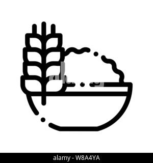Cibo sano frumento vettore Spikelet Thin Line Icona Illustrazione Vettoriale