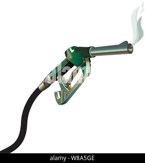 Pompa a gas pistola nella forma di una pistola con un ugello di fumare. Illustrazione Vettoriale