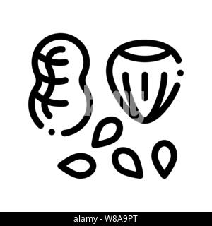 Assortimento di cibi sani dadi sottile vettore Icona Linea Illustrazione Vettoriale