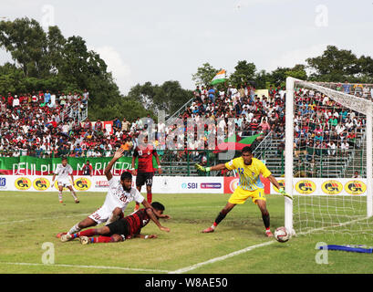 Kolkata, India. 08 Ago, 2019. Momento tesa a ATK obiettivo nella seconda metà (foto di Amlan Biswas/Pacific Stampa) Credito: Pacific Press Agency/Alamy Live News Foto Stock