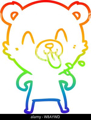 Rainbow linea di sfumatura di disegno di un rude cartoon bear Illustrazione Vettoriale