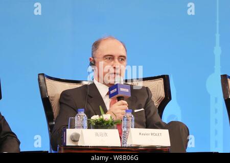 Xavier Rolet dominò, CEO del gruppo London Stock Exchange, parla di un sub-forum durante il Forum di Lujiazui 2016 a Shanghai in Cina, 12 giugno 2016. Mainlan Foto Stock