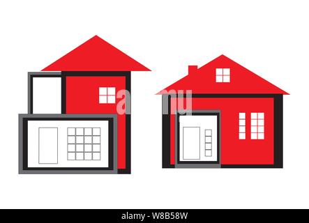 Semplice raccolta di home icone correlate Illustrazione Vettoriale