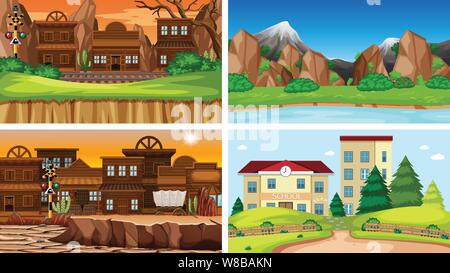 Serie di scene in natura illustrazione di impostazione Illustrazione Vettoriale