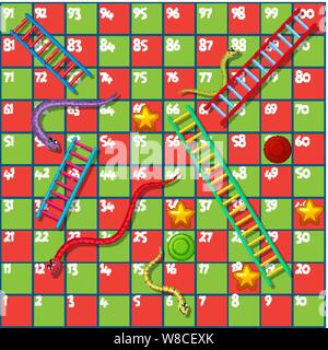 I serpenti e scale board game illustrazione Illustrazione Vettoriale