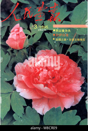 Questo coperchio della Cina rilasciati pittorico nel marzo 1995 offre le peonie. Foto Stock