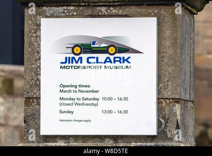 Jim Clark Motorsport museo nella città mercato di Duns in confini Scozzesi è dedicato alla vita e alle corse automobilistiche carriera di Jim Clark. Foto Stock