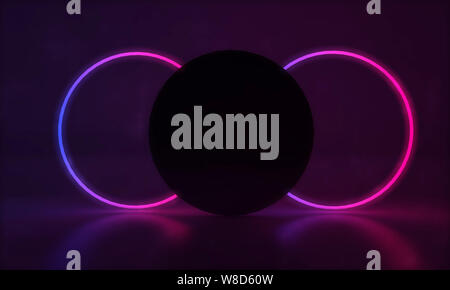 Abstract fluorescente brillante tubi al neon. Laser futuristica dello sfondo. 3D Render Foto Stock