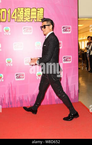 Hong Kong cantante Aaron Kwok arriva a 2014 IFPI Hong Kong Top Sales musica cerimonia di premiazione si terrà a Hong Kong, Cina, 11 marzo 2015. Foto Stock