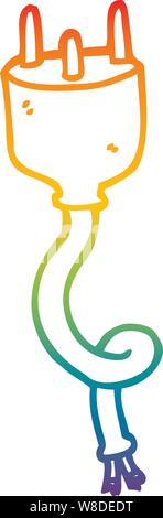 Rainbow linea di sfumatura di disegno di un cartoon spina elettrica Illustrazione Vettoriale