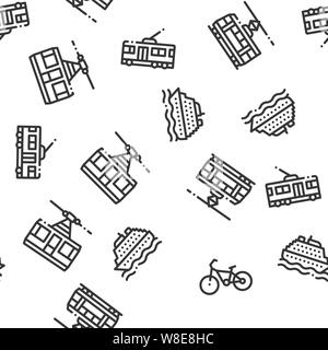 I mezzi di trasporto pubblici senza giunture vettore di pattern Illustrazione Vettoriale