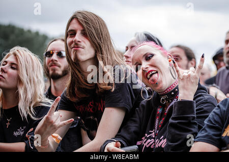 Catton Park, Regno Unito. Il 9 agosto, 2019. La folla godendo Bloodstock Open Air Festival, UK. Credito: Andy Gallagher/Alamy Live News Foto Stock