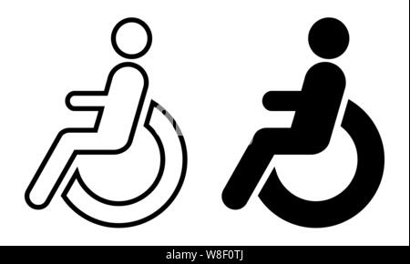 Un set di nero e di bianco disabili le icone delle sedie a rotelle Illustrazione Vettoriale