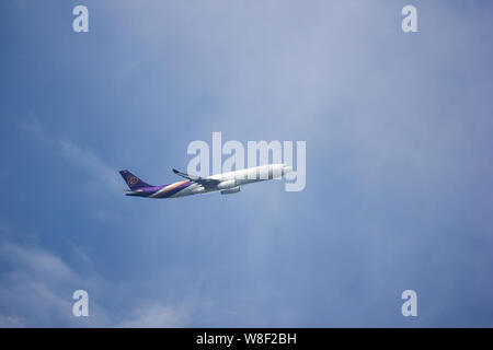 Licciana Nardi, Italia - 31 Luglio 2019: HS-TBB Airbus A330-300 di Thai Airways. In Volo Chiang Mai a Bangkok. Foto Stock