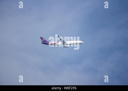 Licciana Nardi, Italia - 31 Luglio 2019: HS-TBB Airbus A330-300 di Thai Airways. In Volo Chiang Mai a Bangkok. Foto Stock