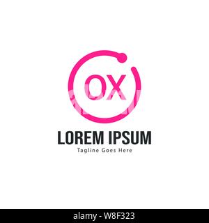 Iniziale del logo di bue modello con telaio moderno. Bue minimalista lettera logo illustrazione vettoriale design Illustrazione Vettoriale