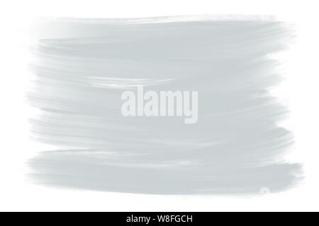 Grigio argento disegnati a mano vernice olio irregolare pennellata stain pattern su sfondo bianco Foto Stock