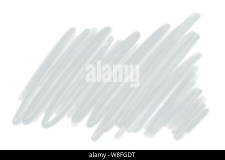 Grigio argento disegnati a mano vernice olio diagonal pennellata stain pattern su sfondo bianco Foto Stock