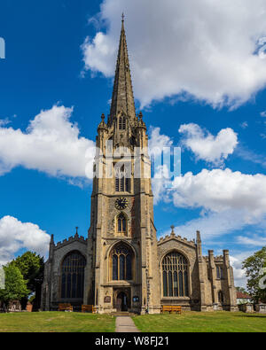Santa Maria la Vergine Saffron Walden, Essex. È la più grande chiesa non-cattedrale in Essex. Costruito dal 1250 al 1258 su una chiesa in legno precedente. Foto Stock