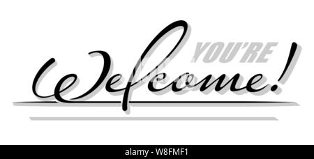 Carattere di sottolineatura testo scritto a mano il benvenuto. Sottolineare disegnati a mano calligraphy lettering Illustrazione Vettoriale