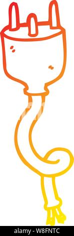 Gradiente di caldo la linea di disegno di un cartoon spina elettrica Illustrazione Vettoriale