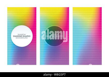 Gradiente colorati striscioni con diamante a forma di texture. Rainbow set di banner. Illustrazione Vettoriale