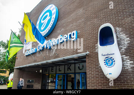 Doetinchem, Nederland. 09Aug, 2019. DOETINCHEM, 09-08-2019, stadio De Vijverberg, stagione 2019/2020, olandese Keuken Kampioen Divisie, vista esterna dello stadio De Vijverberg Credito: Pro scatti/Alamy Live News Foto Stock