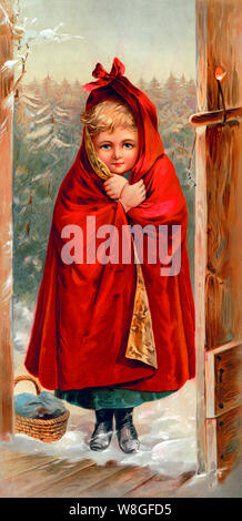 L'annata 1897 chromolithograph ritratto della fiaba carattere Little Red Riding Hood. Editore sconosciuto. Foto Stock