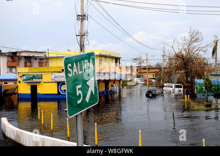 Area allagata in Carolina, Puerto Rico, dopo il percorso di uragano Maria nell'isola. Foto Stock