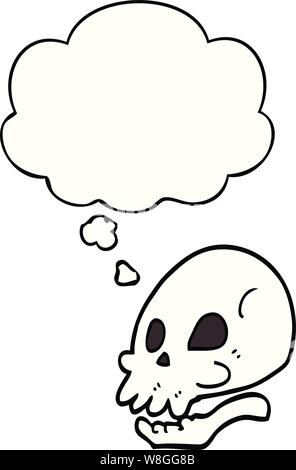 Cartoon cranio con fumetto pensiero Illustrazione Vettoriale