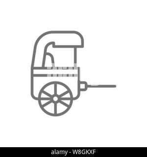 Vector rickshaw, cinese tradizionale linea di taxi icona. Illustrazione Vettoriale