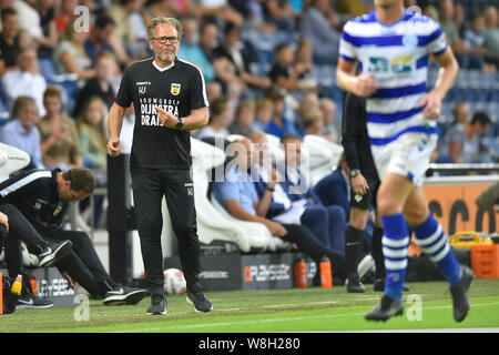 Doetinchem, Nederland. 09Aug, 2019. DOETINCHEM, 09-08-2019, stadio De Vijverberg, stagione 2019/2020, olandese Keuken Kampioen Divisie Cambuur, allenatore Henk de Jong coaching durante il match de Graafschap - Cambuur Credito: Pro scatti/Alamy Live News Foto Stock