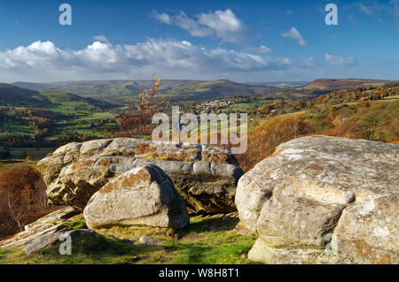 UK,Derbyshire,Peak District,vista su tutta la valle di speranza dal bolo Hill Foto Stock