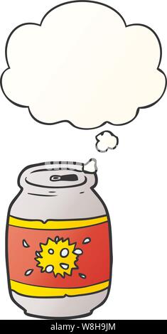 Cartoon soda può con bolle di pensiero in buon stile gradiente Illustrazione Vettoriale