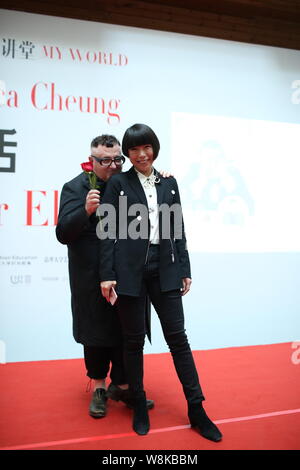 Alber Elbaz, sinistra, ex stilista di moda di Parigi della casa di moda di Lanvin e cinese giornalista di moda Angelica Cheung, editor-in-chief di Vogue Chi Foto Stock