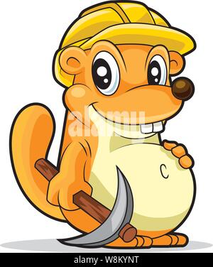 Felice Festa della Mamma; Cartoon carino marmotta carattere illustrazione vettoriale Illustrazione Vettoriale