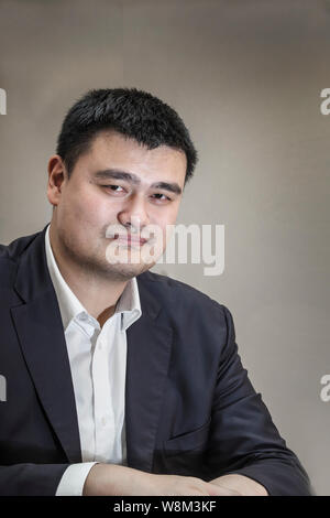 --FILE--pensionato cinese superstar di basket Yao Ming pone a un colloquio in Hangzhou, est della Cina di provincia dello Zhejiang, 2 dicembre 2016. Chine Foto Stock